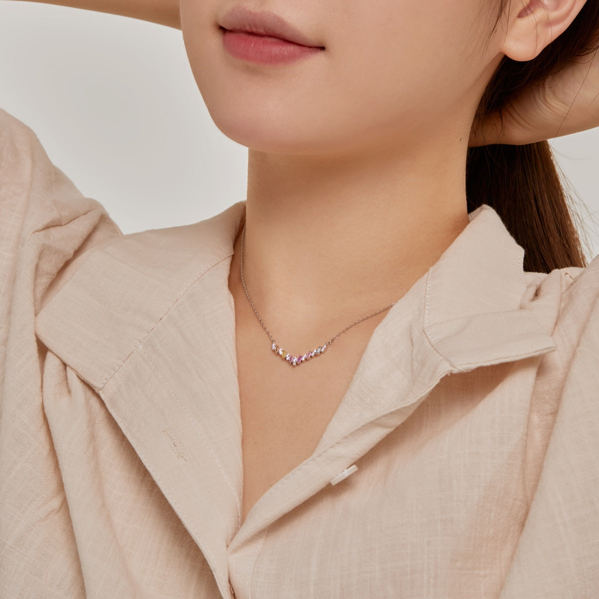 Angela Jewelry]Dazzling Rainbow Necklace